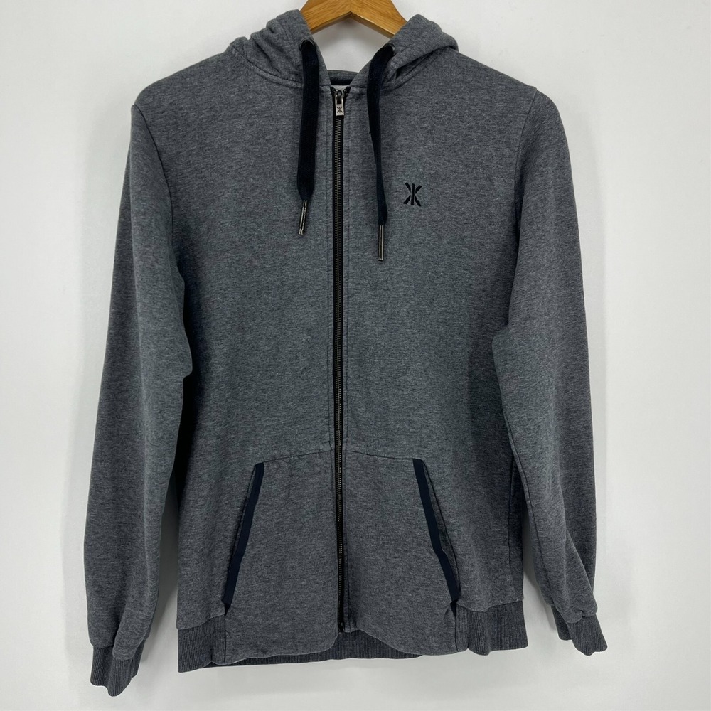 OnePiece Mens Full Zip Hoodie Charcoal Gray Embroidered Logo Small